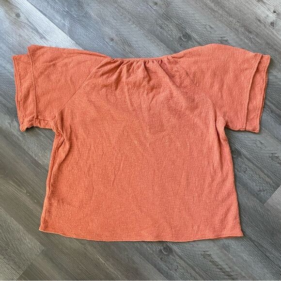 Madewell Textured Keyhole Top Large Clay Tiered Ruffle Sleeves Preppy - Picture 5 of 8